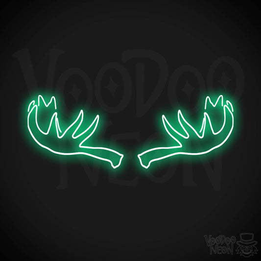 Moose Horns Neon Sign - Neon Moose Horns Sign - Moose Neon Sign - Color Green