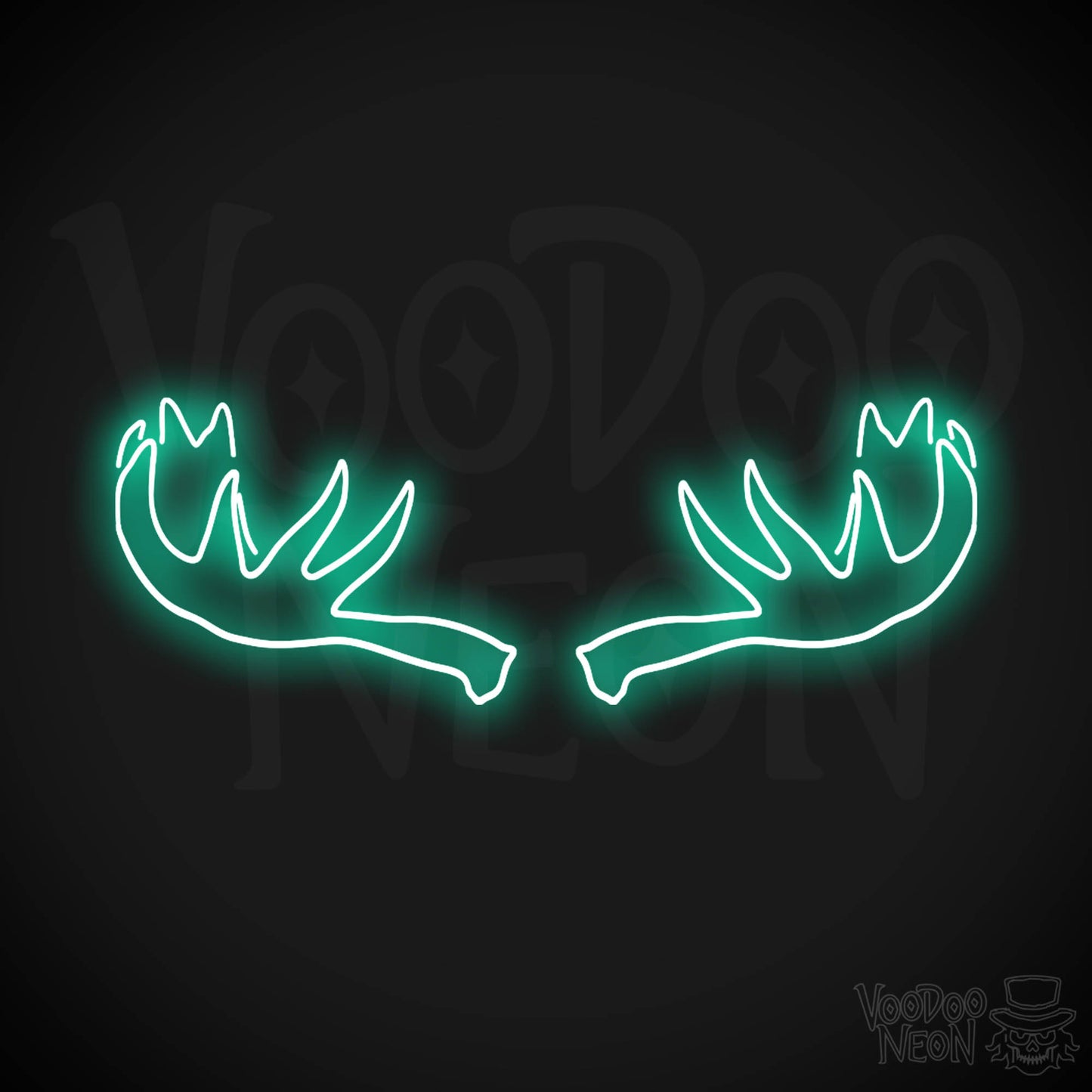 Moose Horns Neon Sign - Neon Moose Horns Sign - Moose Neon Sign - Color Light Green