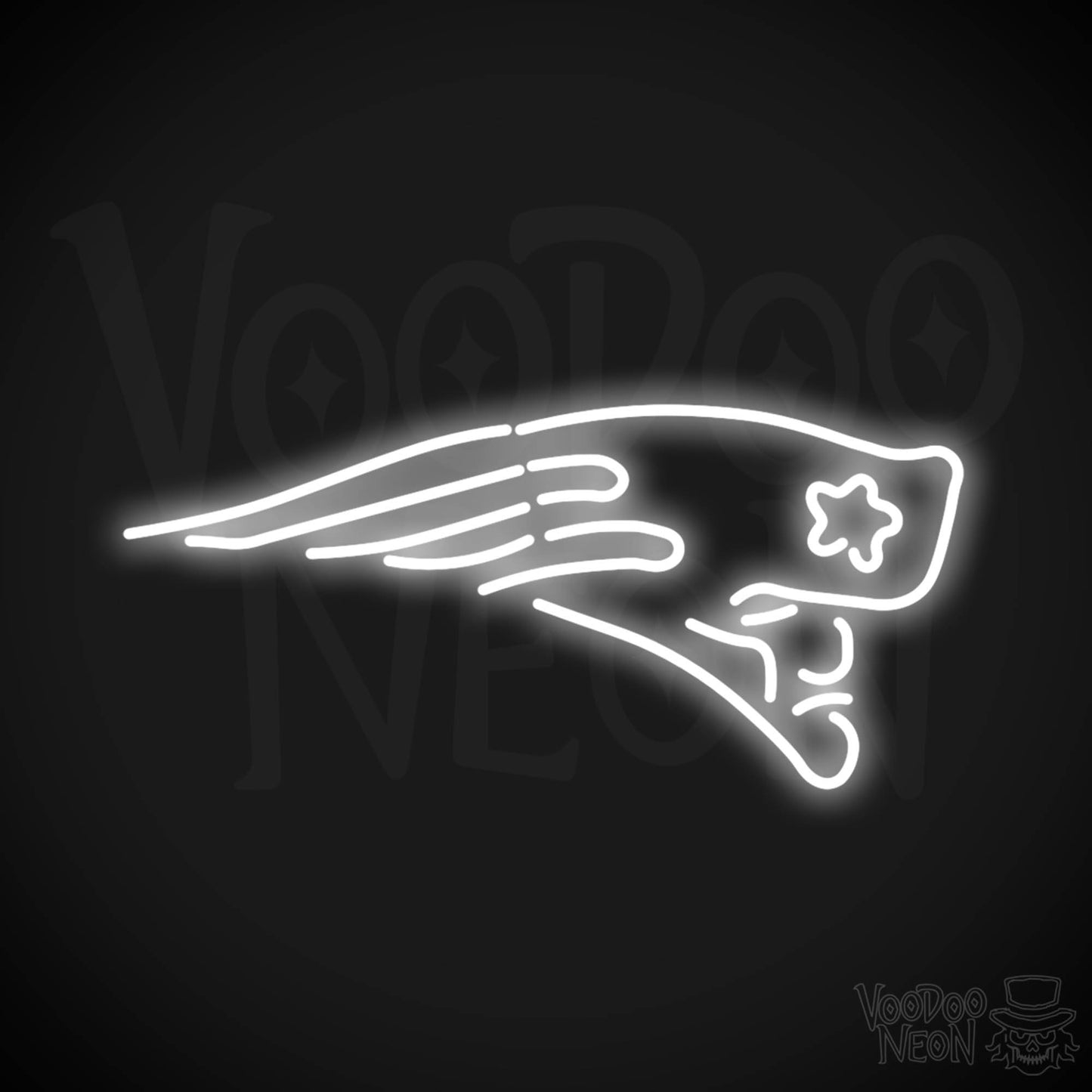 New England Patriots Neon Sign - New England Patriots Sign - Neon Patriots Logo Wall Art - Color White