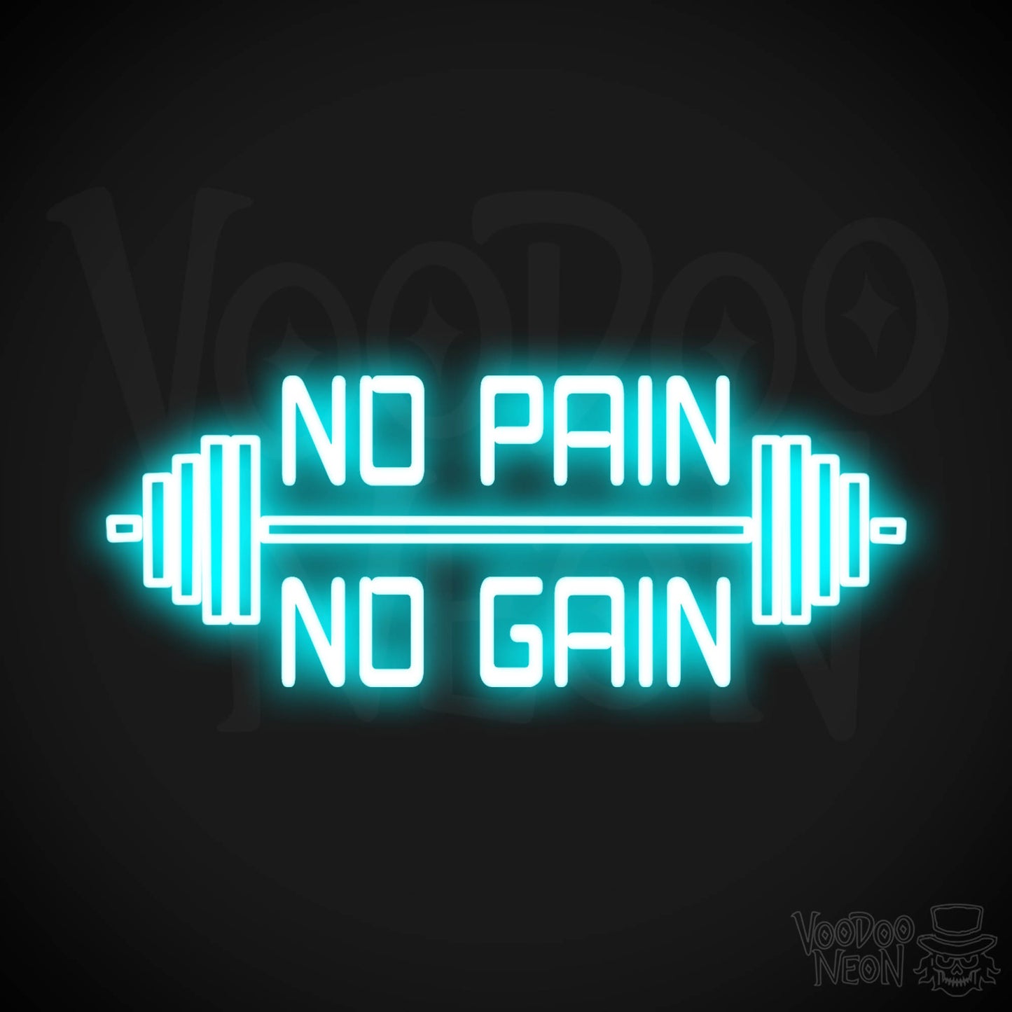 No Pain No Gain Neon Sign - No Pain No Gain Sign - Color Ice Blue