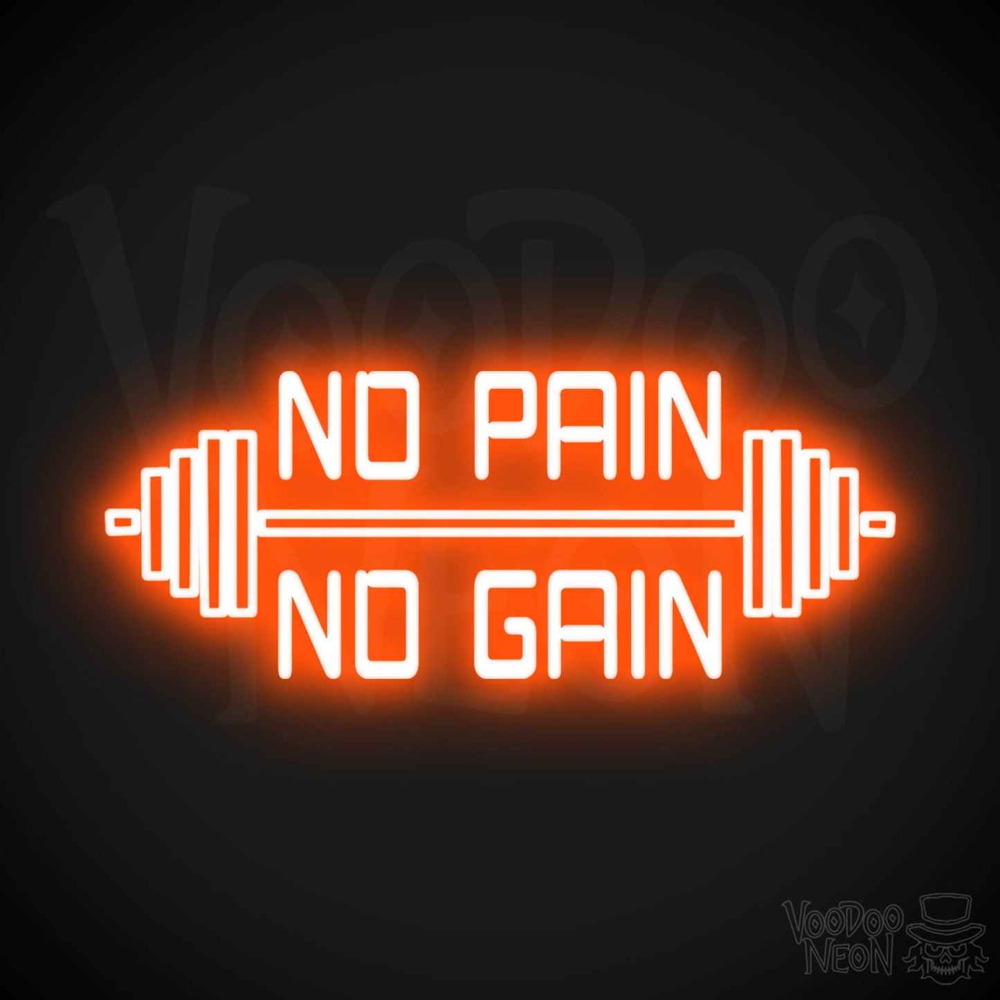 No Pain No Gain Neon Sign - No Pain No Gain Sign - Color Orange