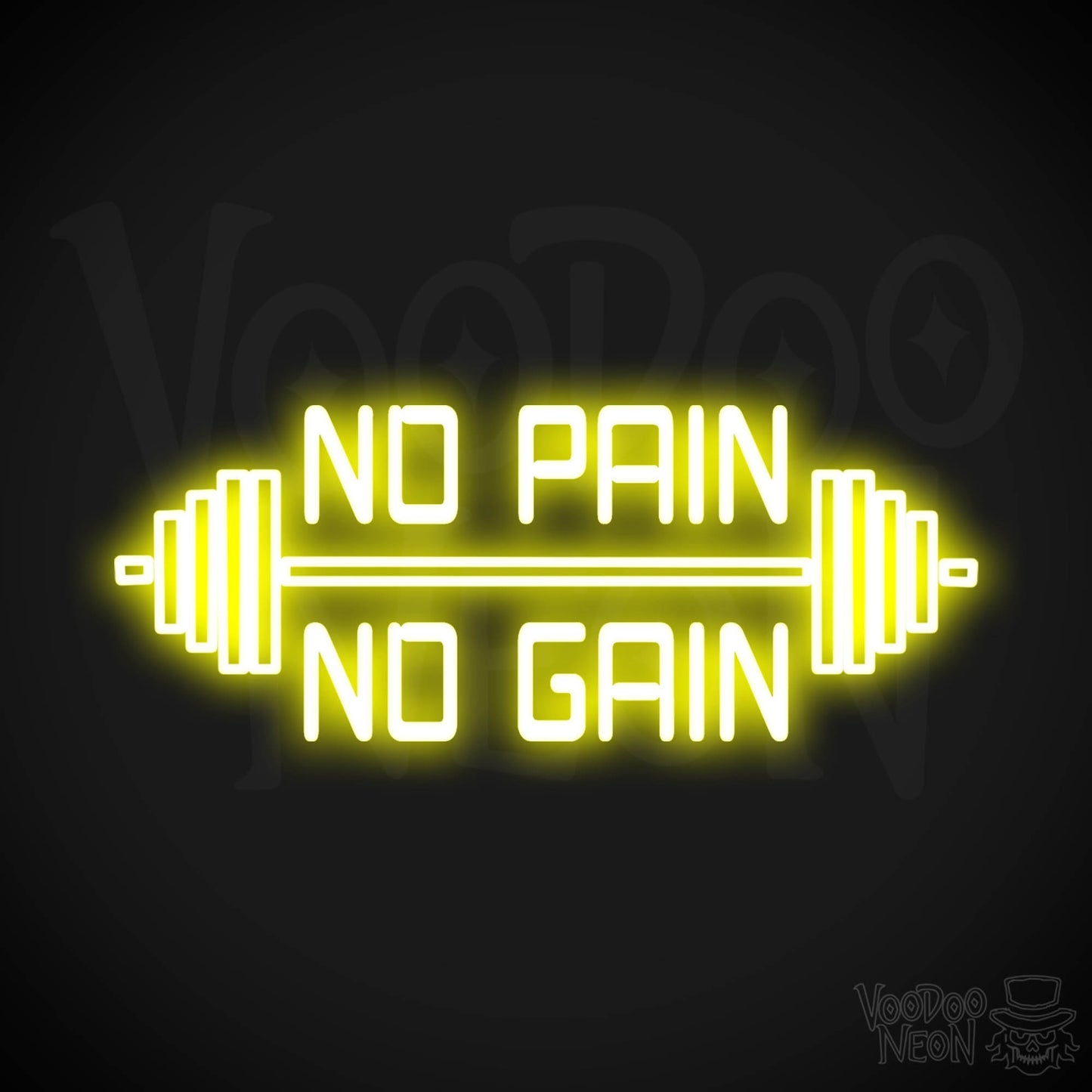 No Pain No Gain Neon Sign - No Pain No Gain Sign - Color Yellow