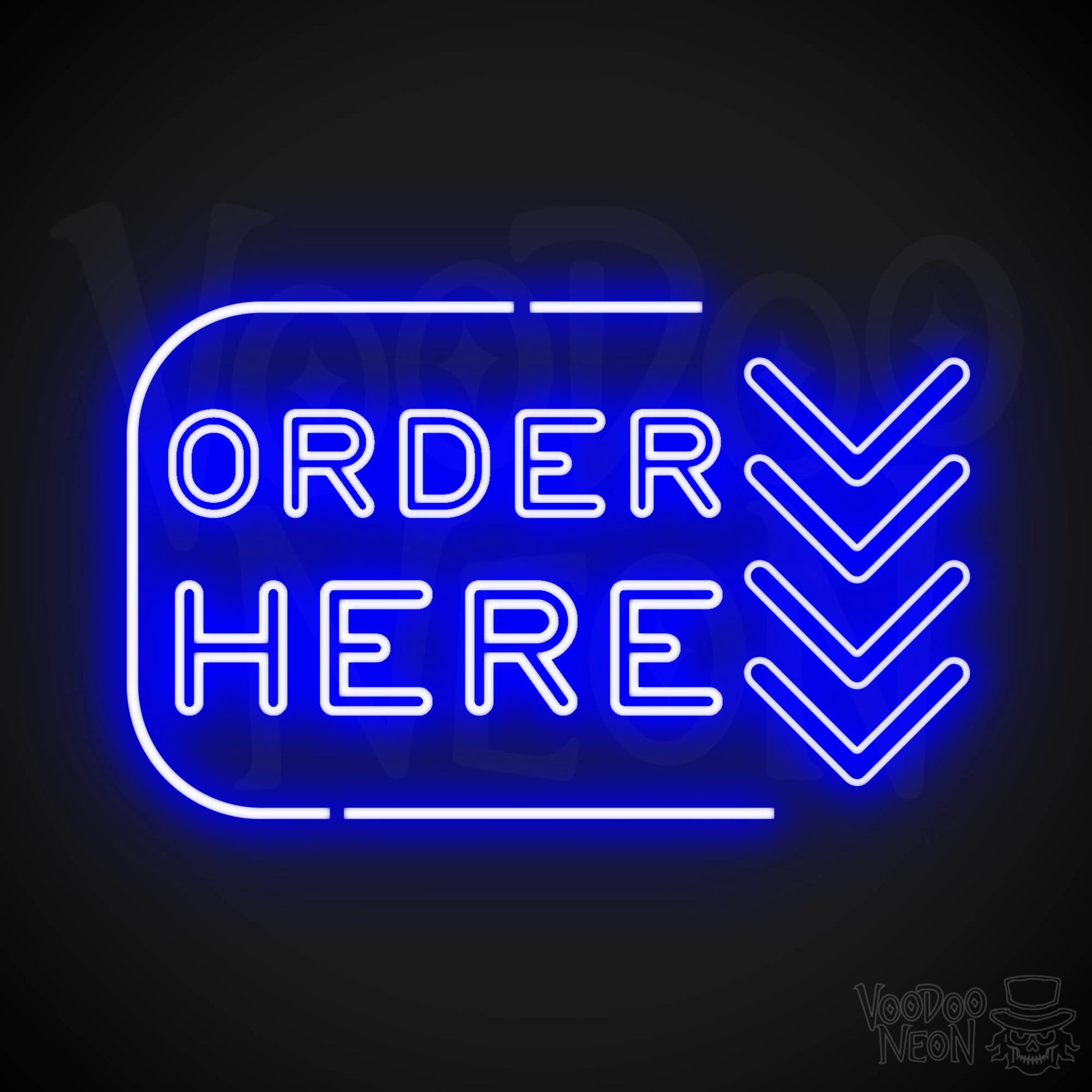 Order Here Neon Sign - Neon Order Here Sign - LED Sign - Color Dark Blue