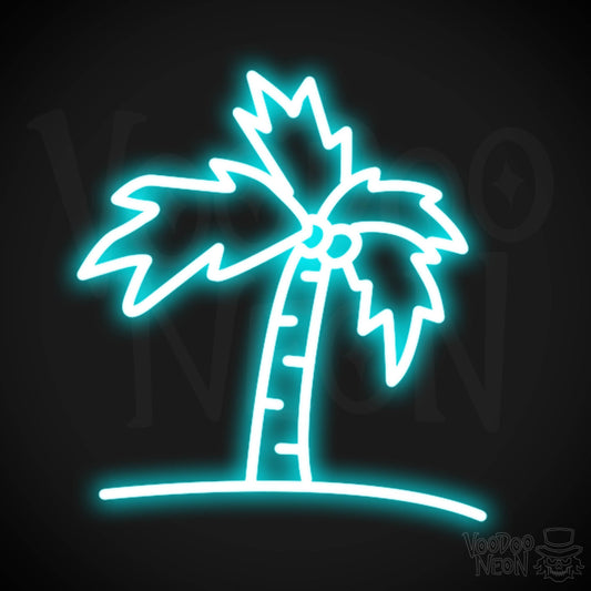 Palm Tree Neon Sign - Neon Palm Tree Wall Art - Color Ice Blue