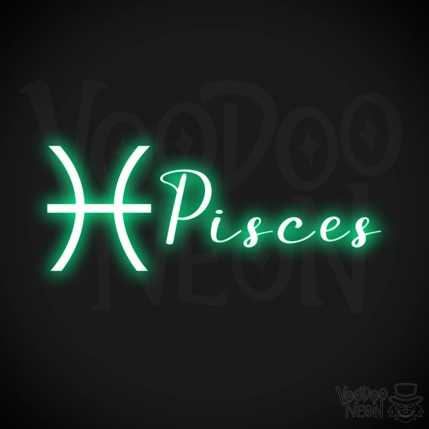 Pisces Neon Sign - Neon Pisces Sign - Pisces Symbol - Neon Wall Art - Color Green