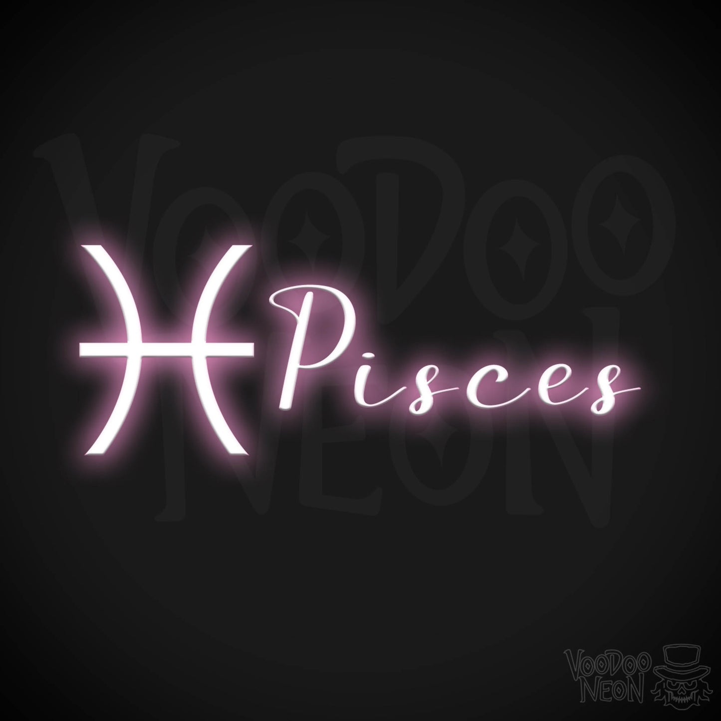 Pisces Neon Sign - Neon Pisces Sign - Pisces Symbol - Neon Wall Art - Color Light Pink