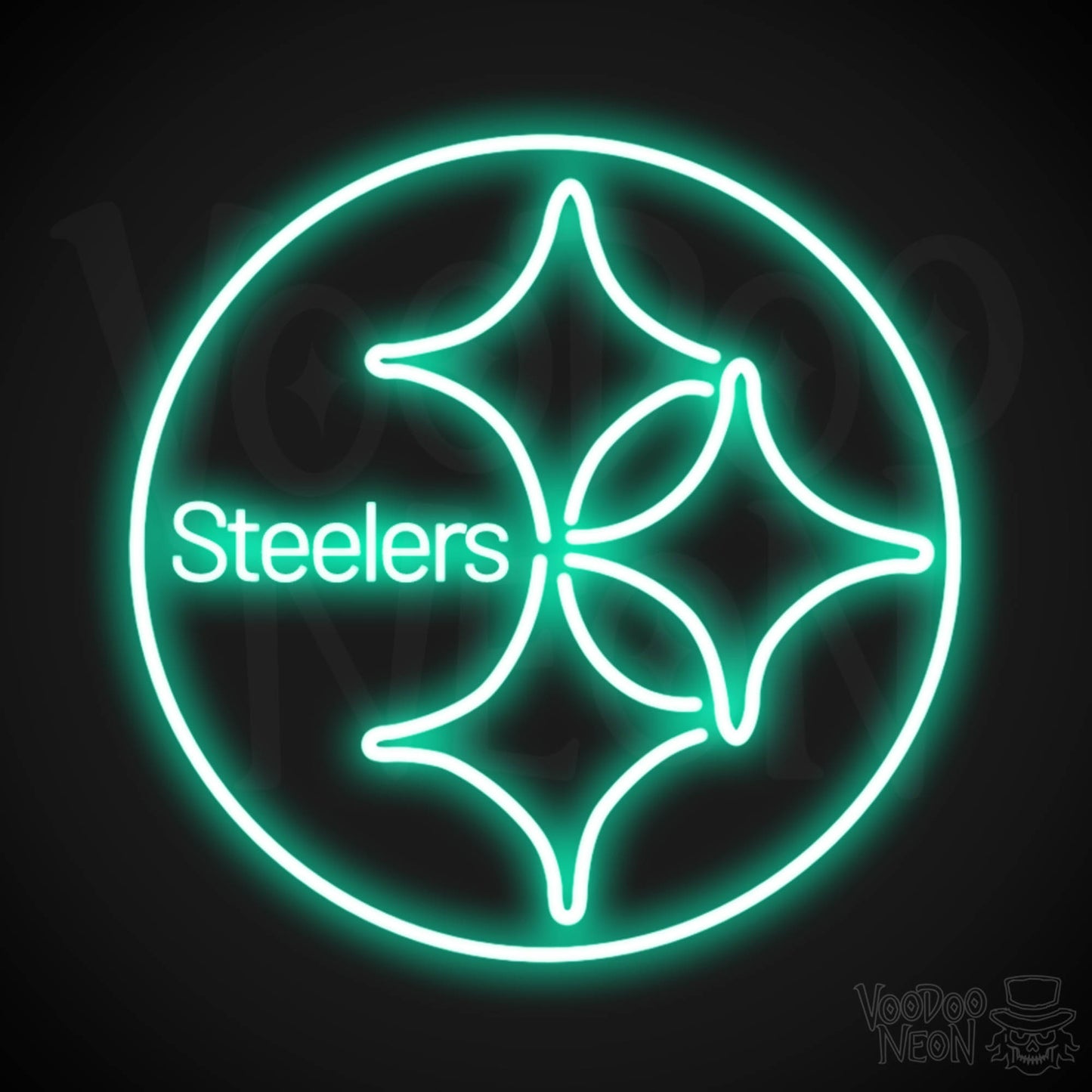 Pittsburgh Steelers Neon Sign - Pittsburgh Steelers Sign - Neon Steelers Logo Wall Art - Color Light Green