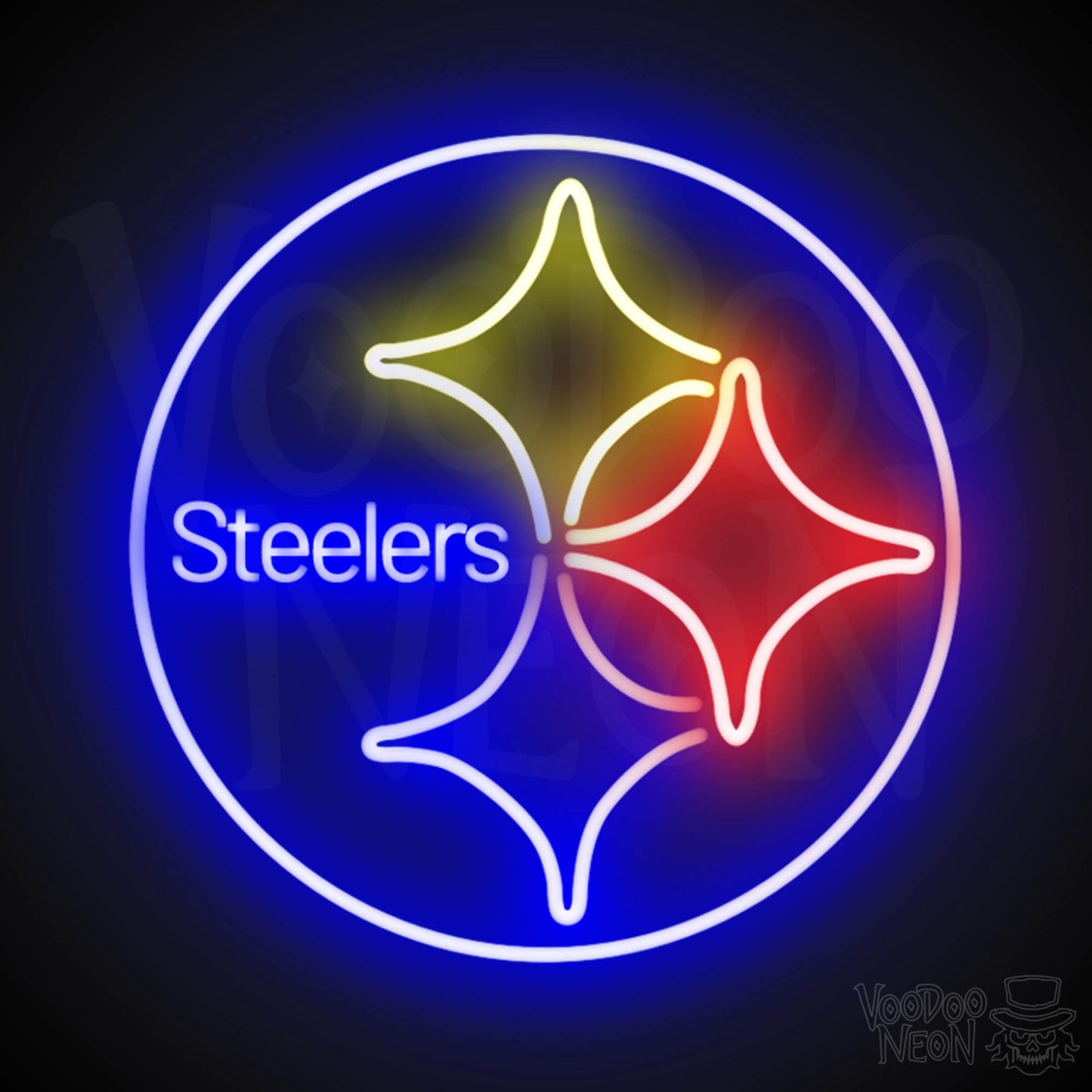 Pittsburgh Steelers Neon Sign - Pittsburgh Steelers Sign - Neon Steelers Logo Wall Art - Color Multi-Color