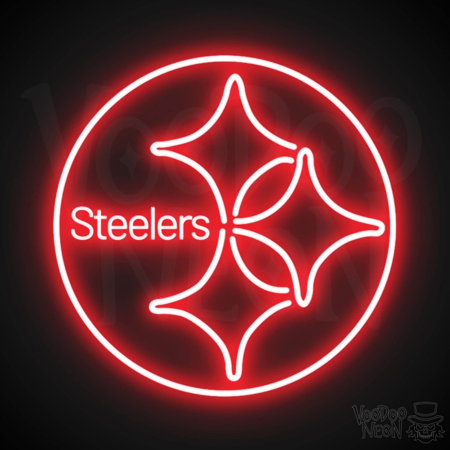 Pittsburgh Steelers Neon Sign - Pittsburgh Steelers Sign - Neon Steelers Logo Wall Art - Color Red