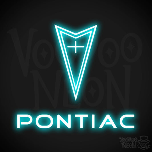 Pontiac Neon Sign - Pontiac Sign - Pontiac Decor - Wall Art - Color Ice Blue