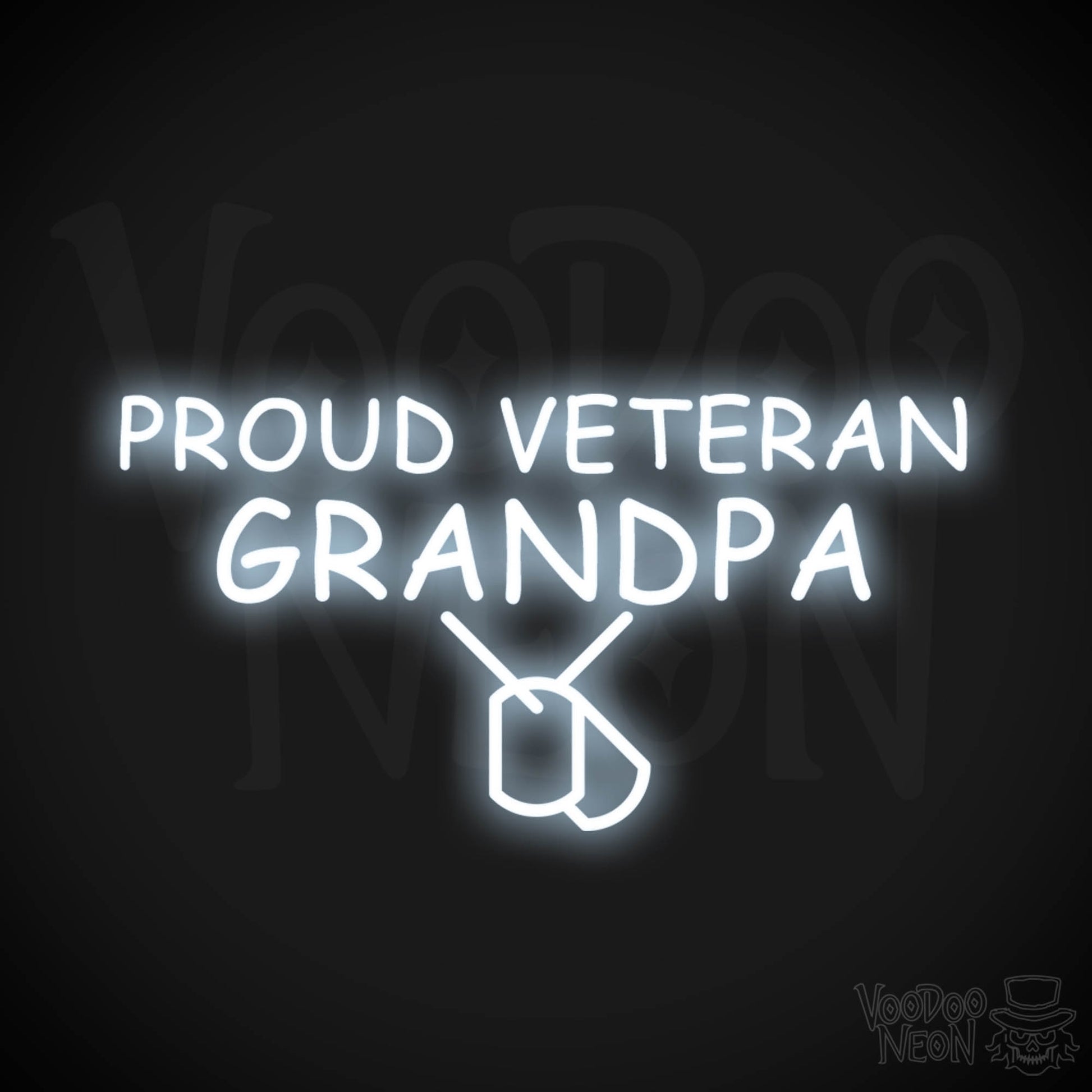 Proud Veteran Grandpa Neon Sign - Proud Veteran Grandpa Sign - Color Cool White