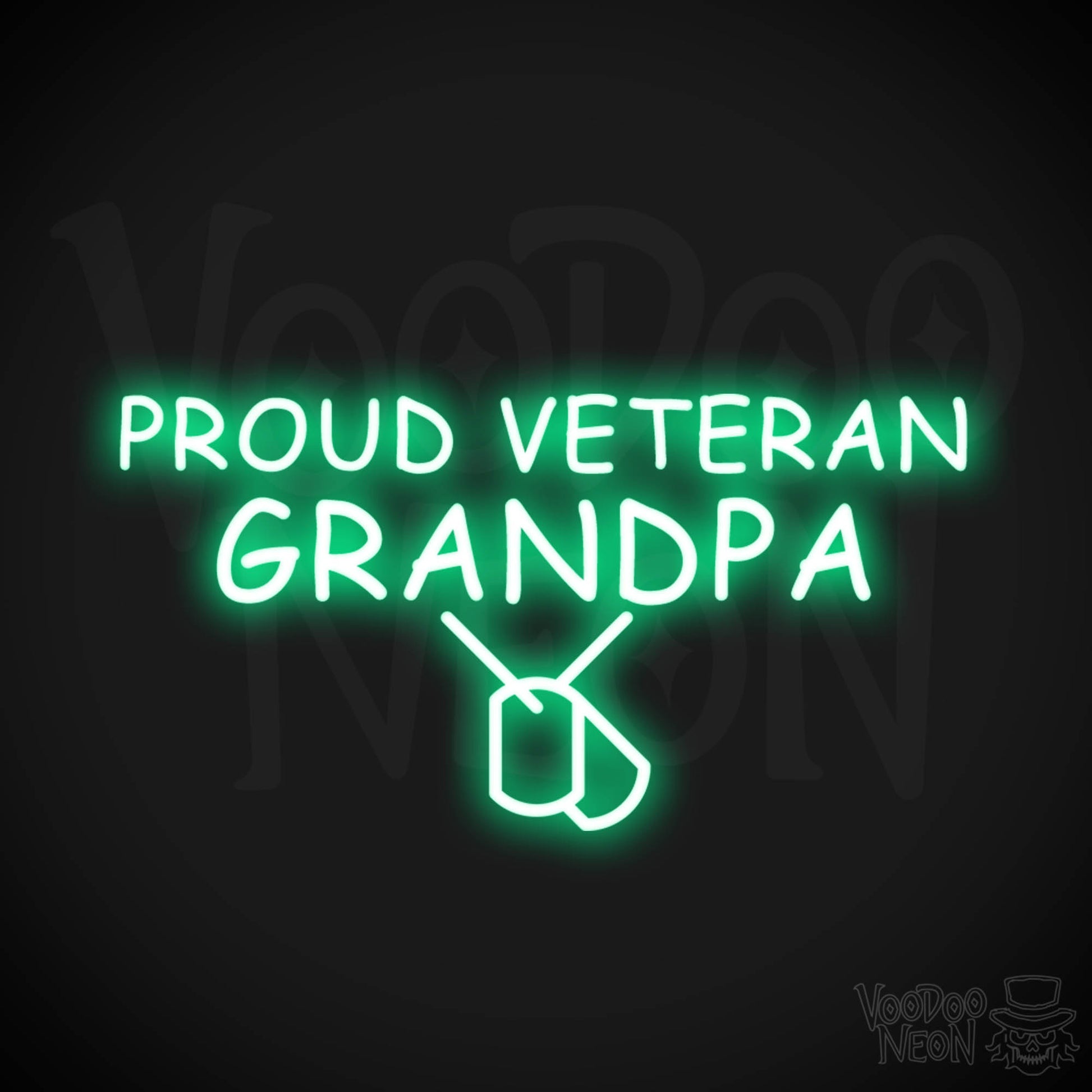 Proud Veteran Grandpa Neon Sign - Proud Veteran Grandpa Sign - Color Green
