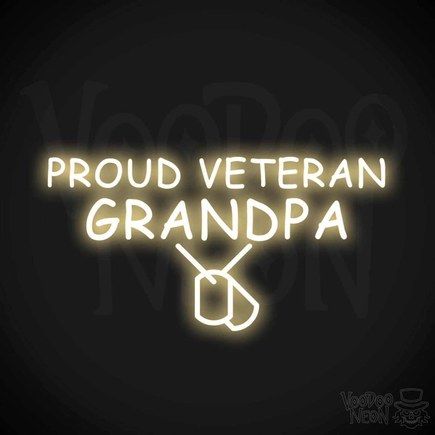 Proud Veteran Grandpa Neon Sign - Proud Veteran Grandpa Sign - Color Warm White