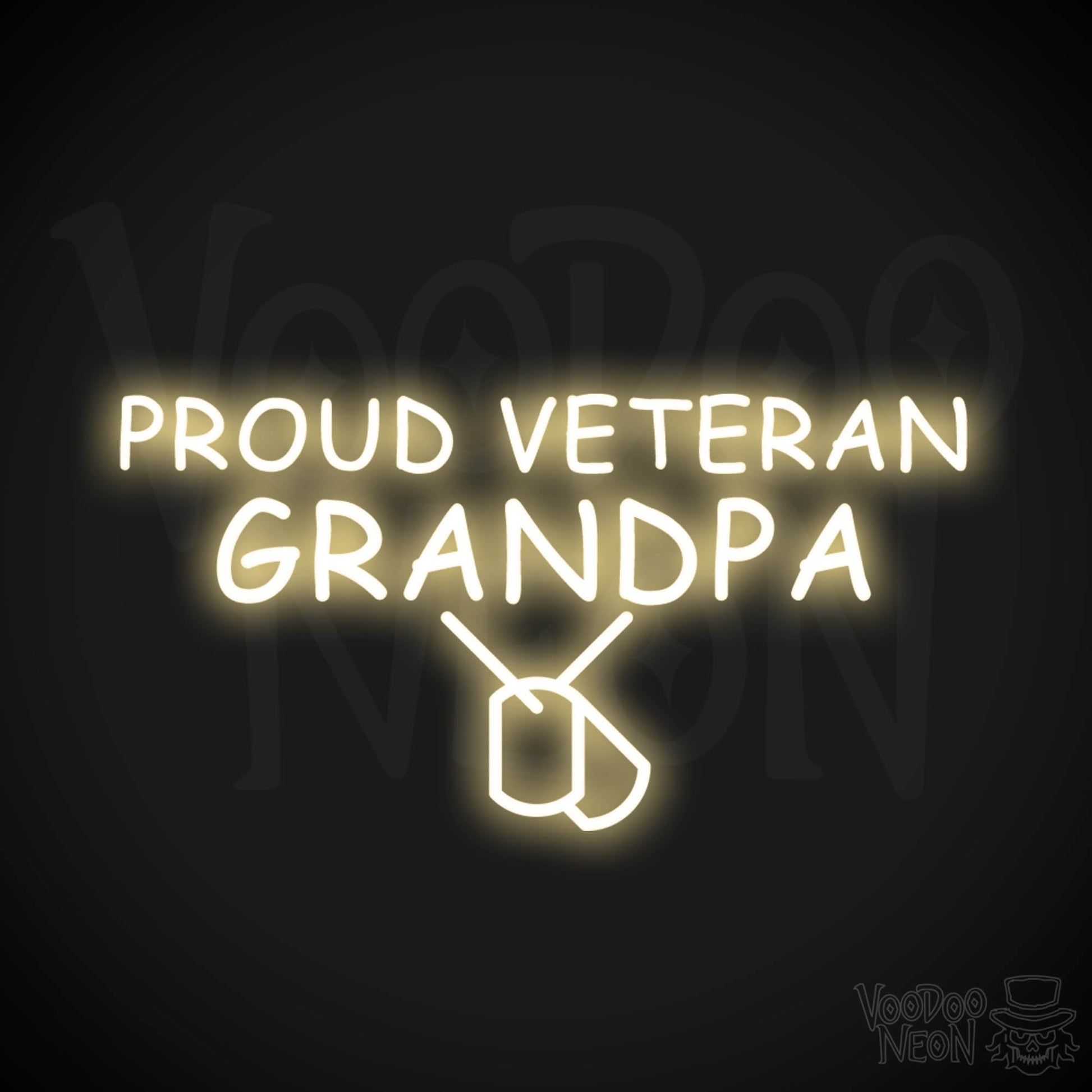 Proud Veteran Grandpa Neon Sign - Proud Veteran Grandpa Sign - Color Warm White