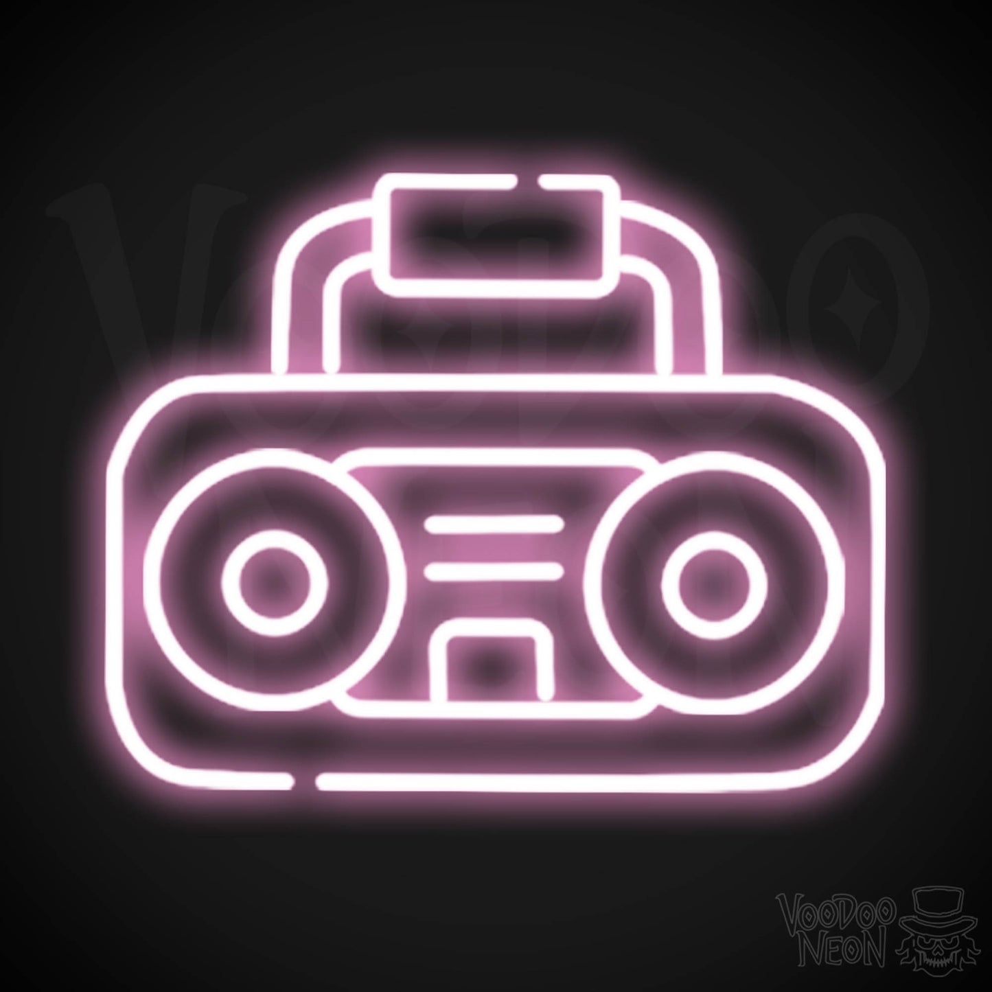 Boombox Neon Sign - Neon Boombox Wall Art - Neon Retro-Boombox Artwork - Color Light Pink