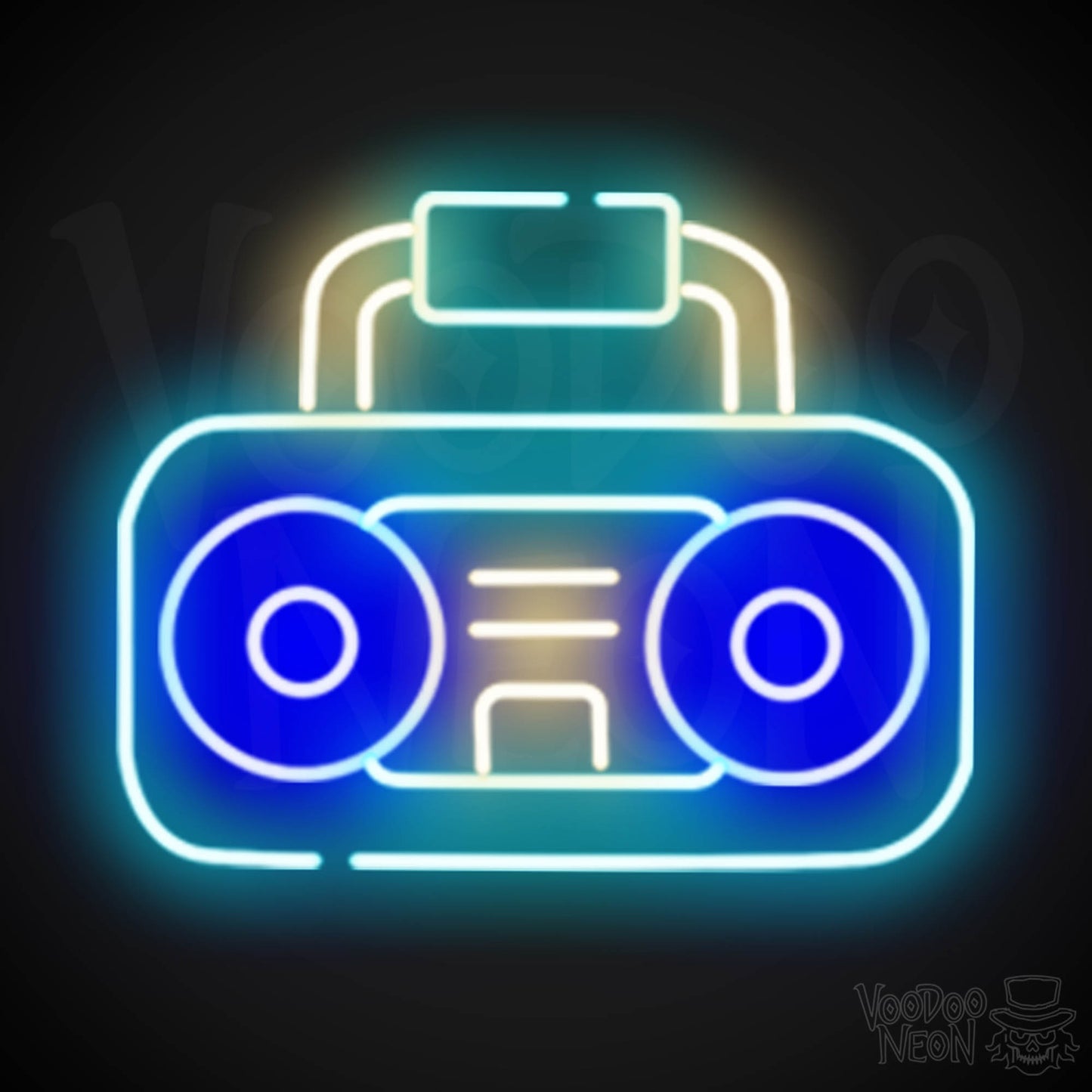 Boombox Neon Sign - Neon Boombox Wall Art - Neon Retro-Boombox Artwork - Color Multi-Color