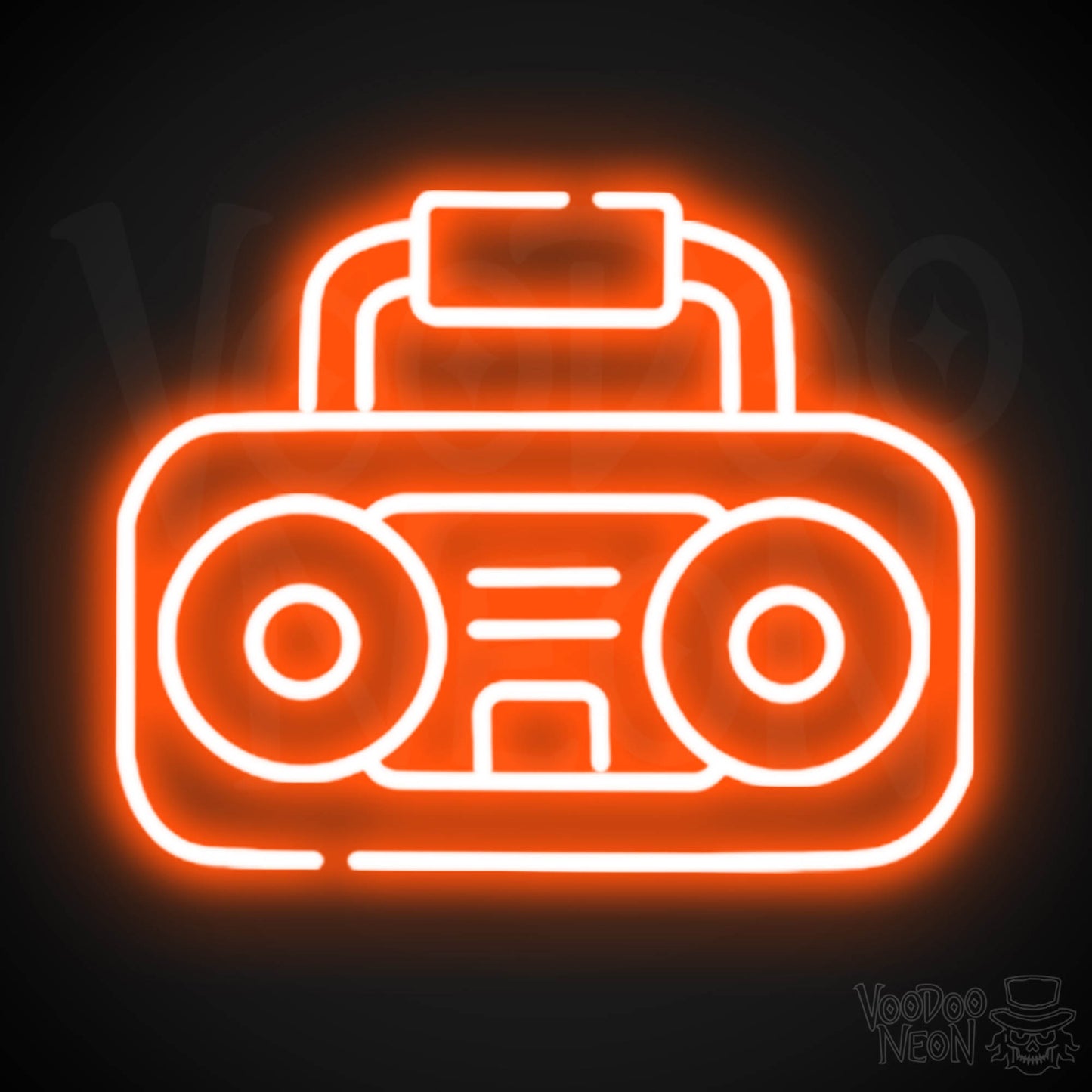 Boombox Neon Sign - Neon Boombox Wall Art - Neon Retro-Boombox Artwork - Color Orange