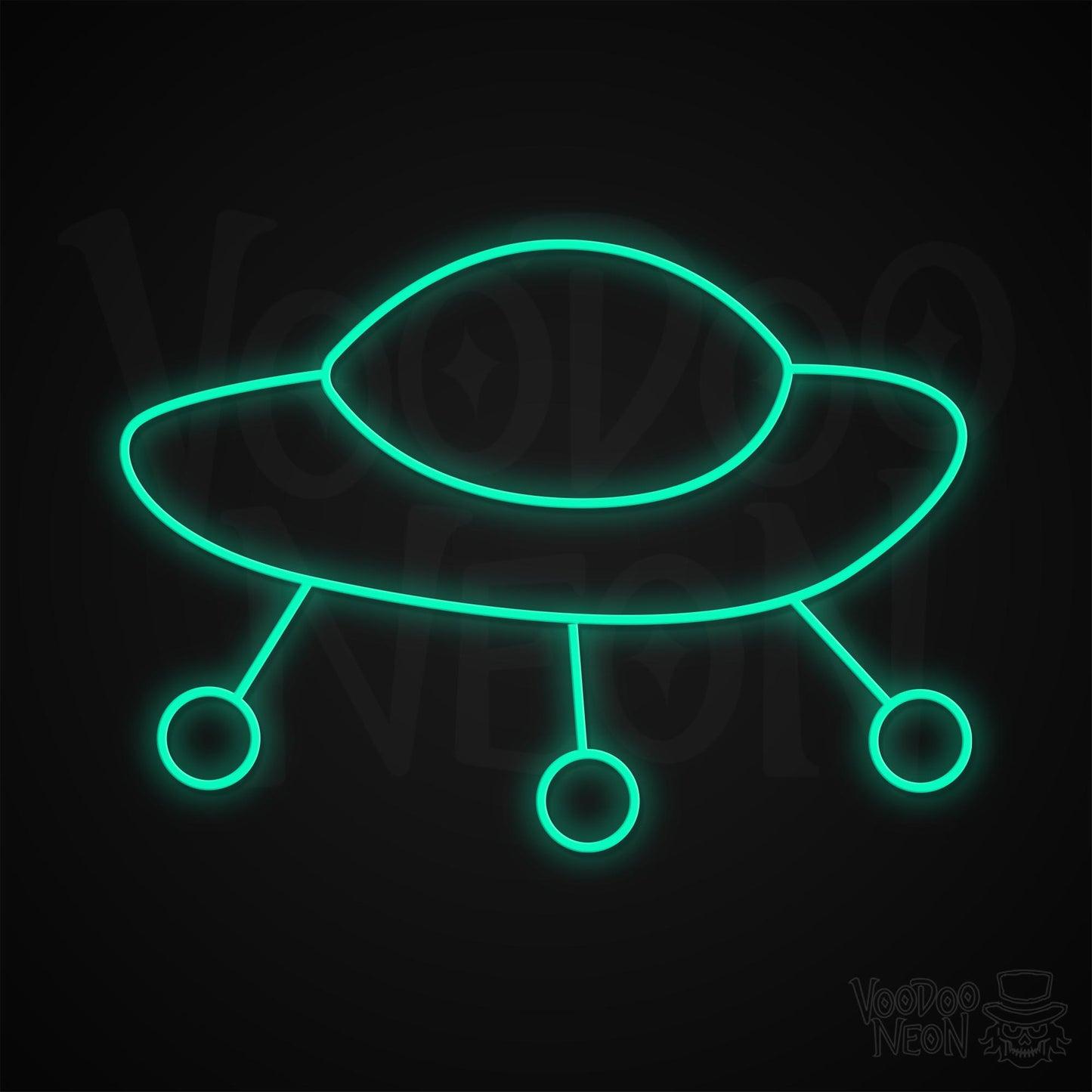 Retro Spaceship Neon Sign - Light Green