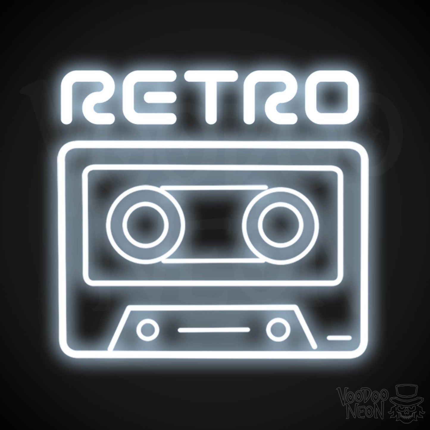 Retro Tape Deck Neon Sign - Neon Tape Deck Wall Art - LED Artwork - Color Cool White