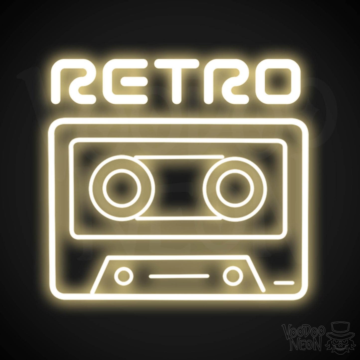 Retro Tape Deck Neon Sign - Neon Tape Deck Wall Art - LED Artwork - Color Warm White