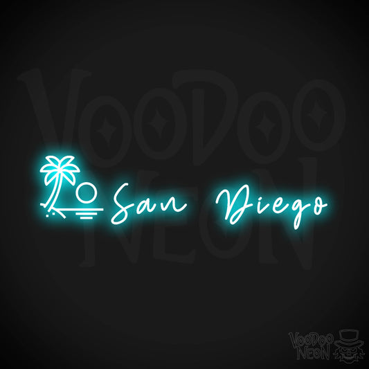 San Diego Neon Sign - Neon San Diego Sign - LED Signs - Wall Art - Color Ice Blue