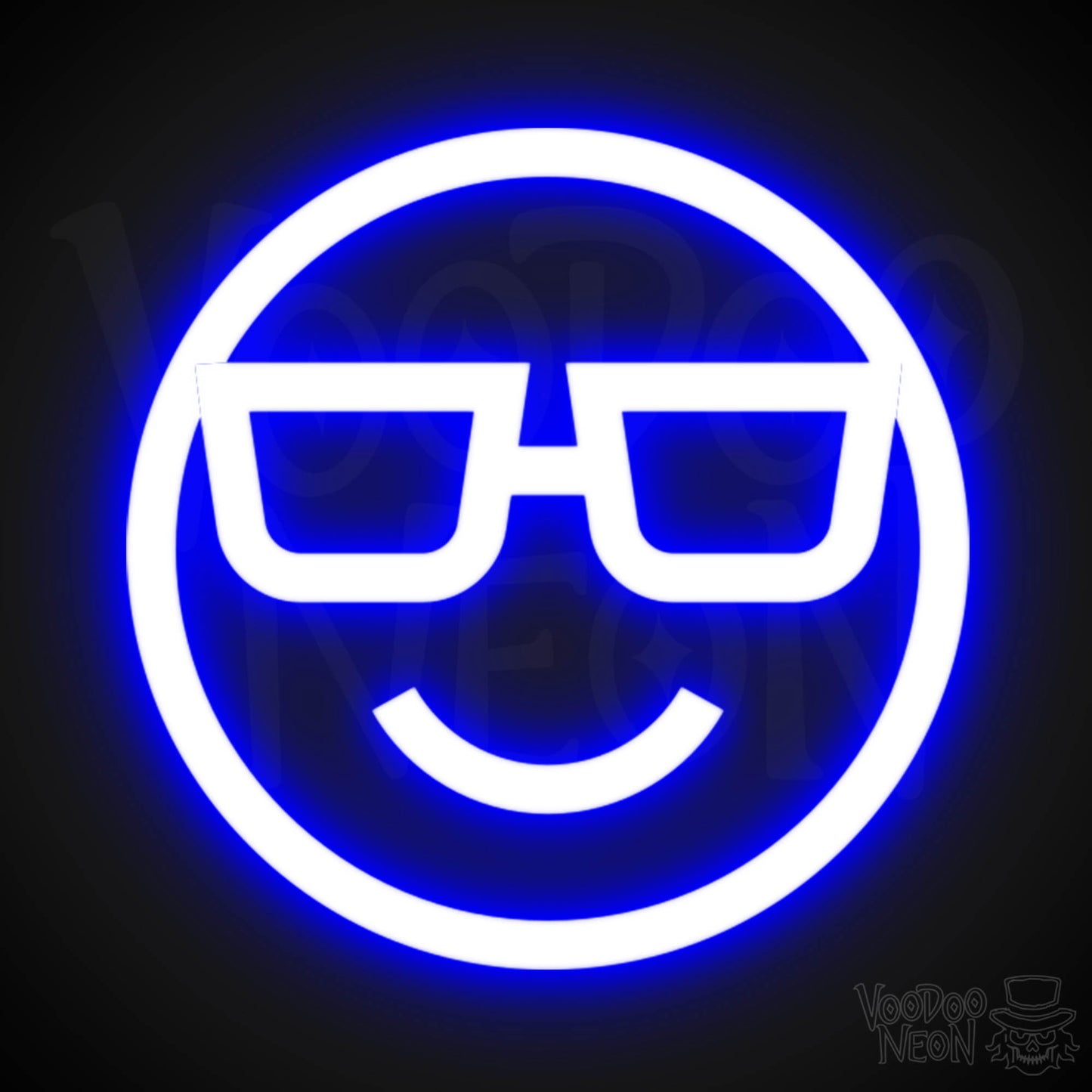 Neon Smiley Face - Smiley Face Neon Sign - LED Wall Art - Color Dark Blue
