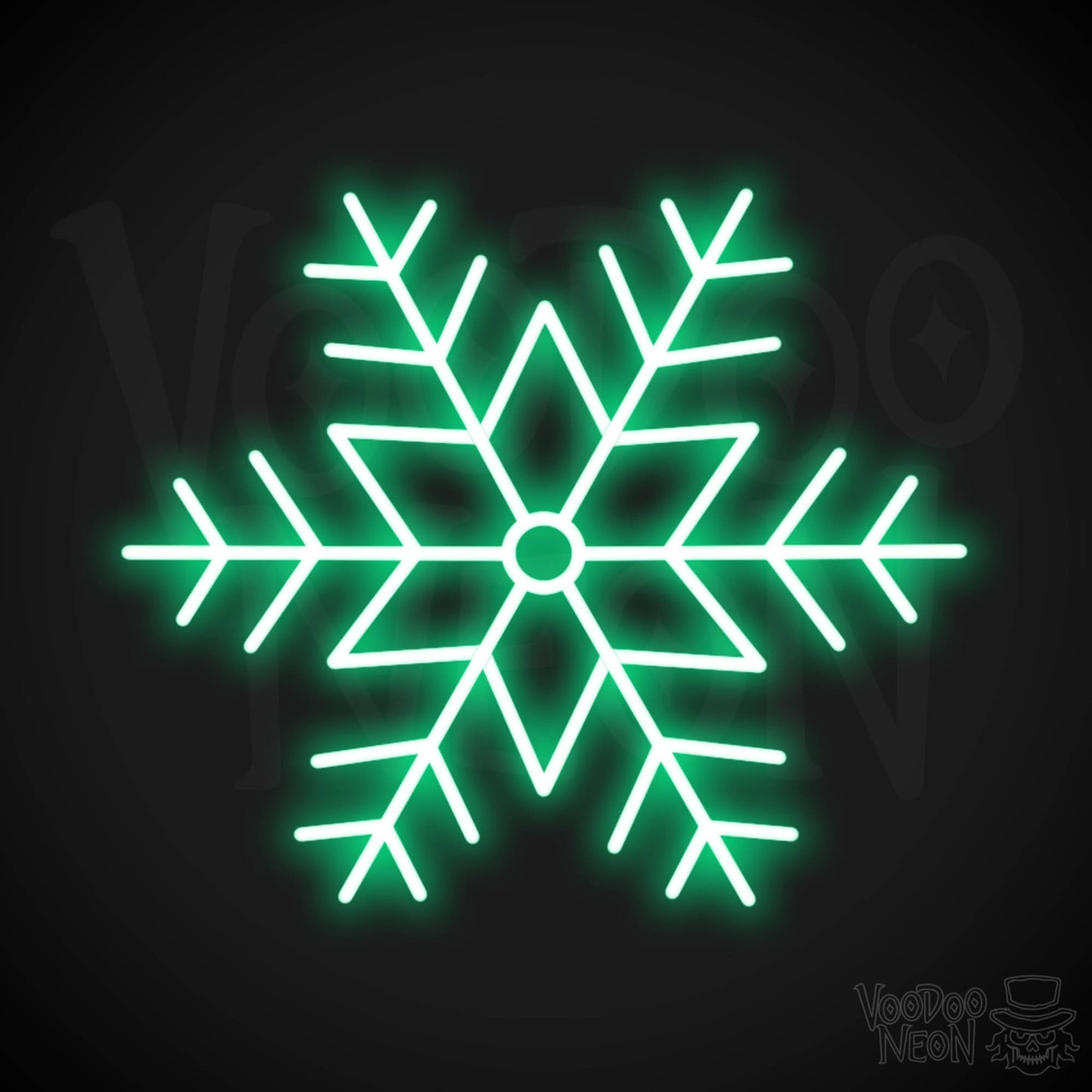Snow Flakes Neon Sign - Neon Snow Flakes Sign - Xmas LED Wall Art - Color Green