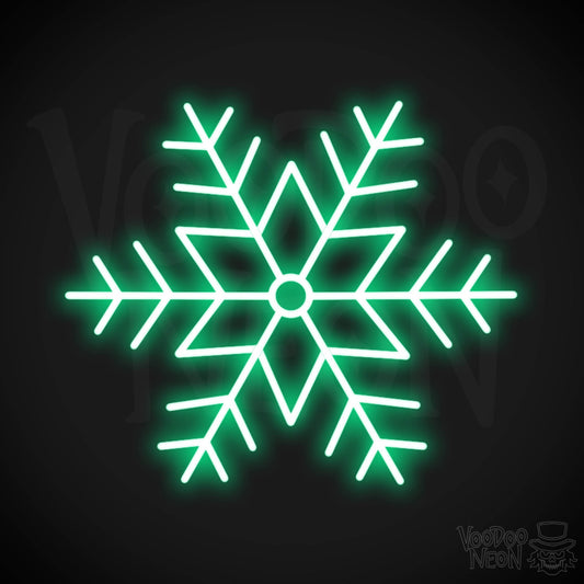 Snow Flakes Neon Sign - Neon Snow Flakes Sign - Xmas LED Wall Art - Color Green