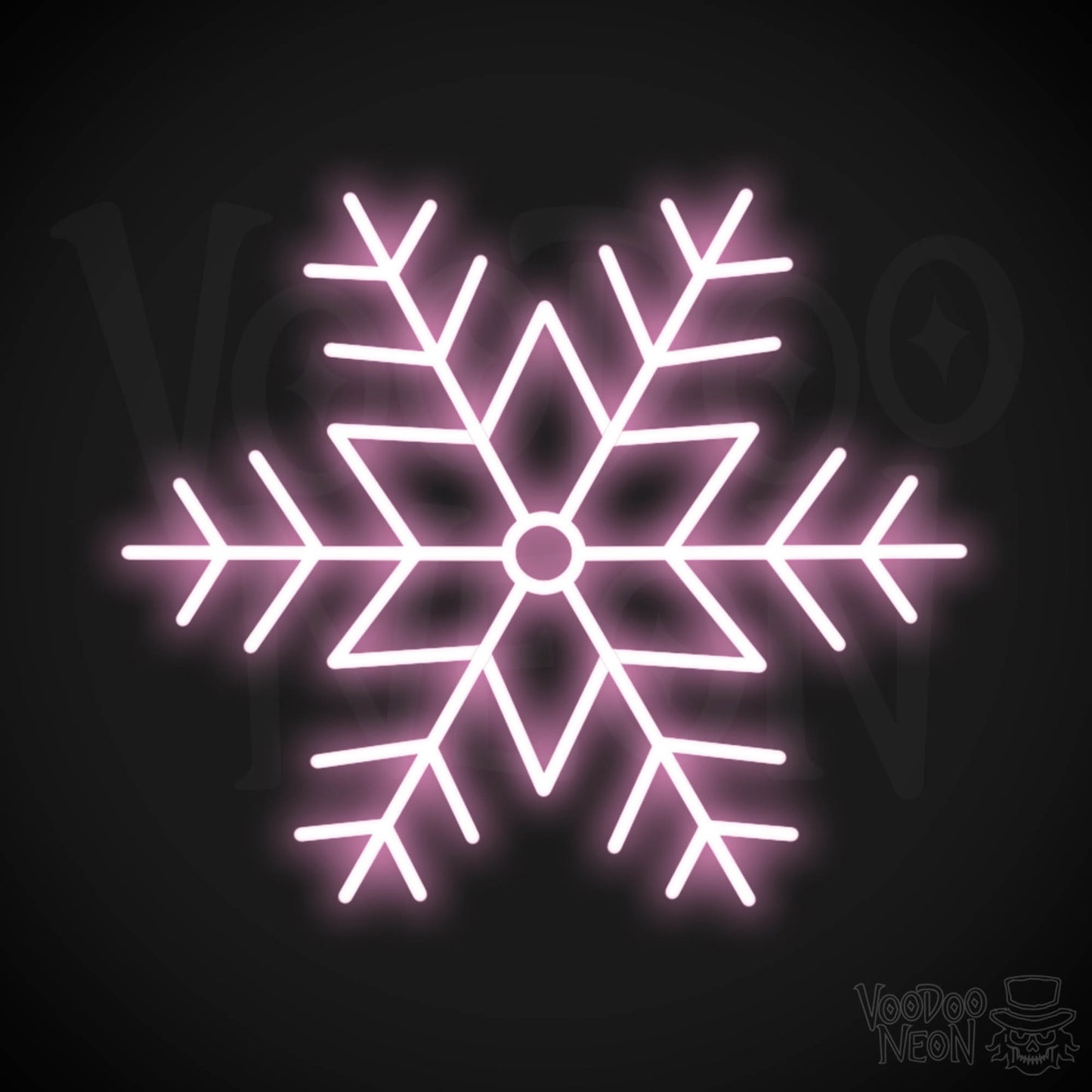 Snow Flakes Neon Sign - Neon Snow Flakes Sign - Xmas LED Wall Art - Color Light Pink