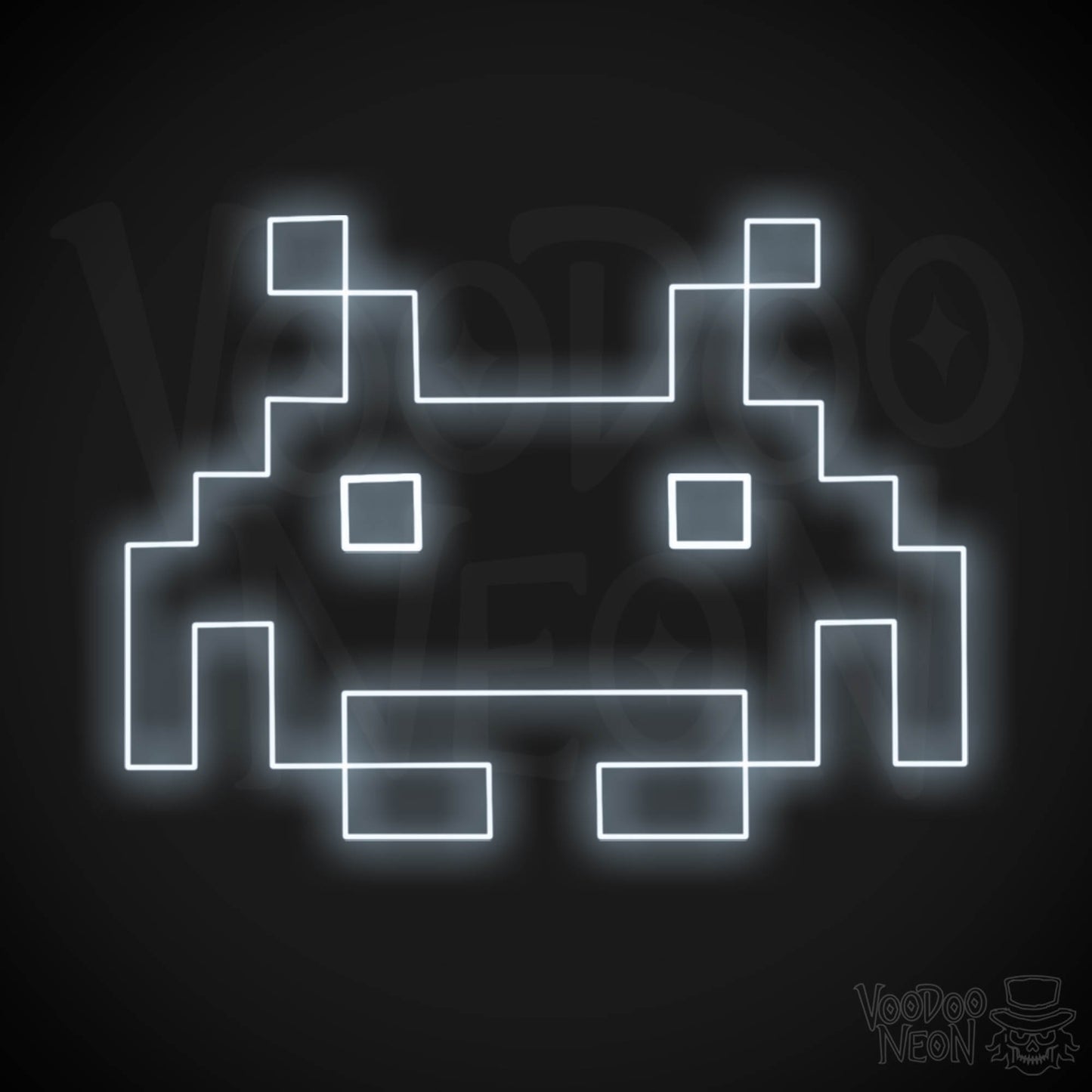 Space Invaders Neon Sign - Neon Space Invaders Wall Art - LED Sign - Color Cool White