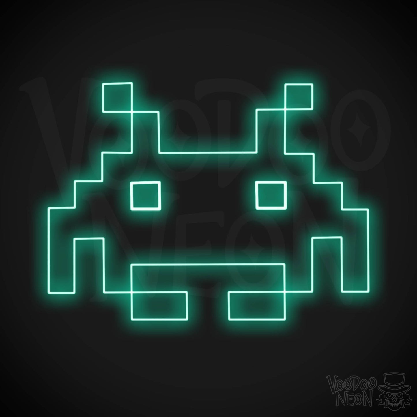 Space Invaders Neon Sign - Neon Space Invaders Wall Art - LED Sign - Color Light Green