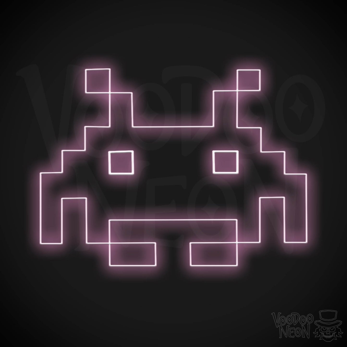 Space Invaders Neon Sign - Neon Space Invaders Wall Art - LED Sign - Color Light Pink