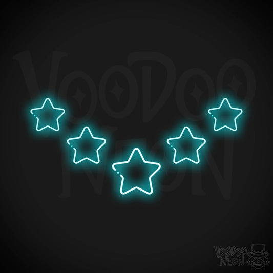 Neon Stars - Stars Neon Sign - Stars LED Neon Wall Art - Color Ice Blue