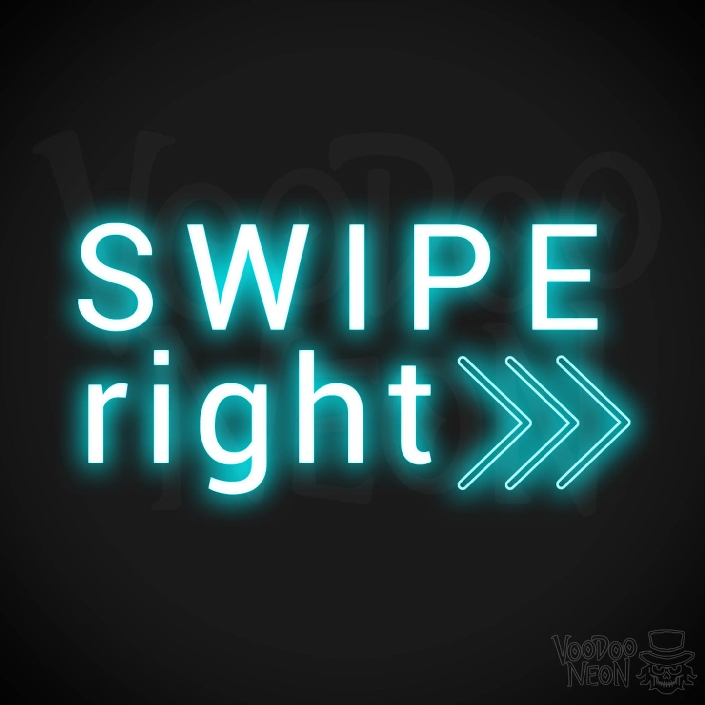 Swipe Right Neon Sign - Neon Swipe Right Sign - Wall Art - Color Ice Blue