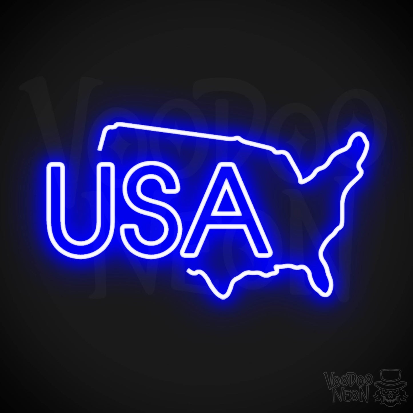USA Neon Sign - Neon USA Sign - LED Signs - Wall Art - Color Dark Blue