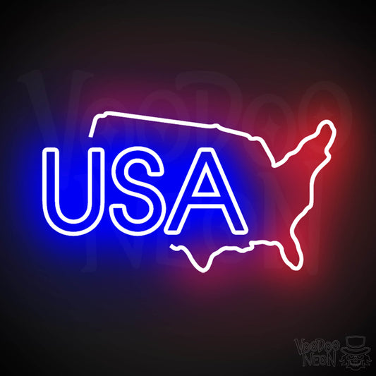 USA Neon Sign - Neon USA Sign - LED Signs - Wall Art - Color Multi-Color
