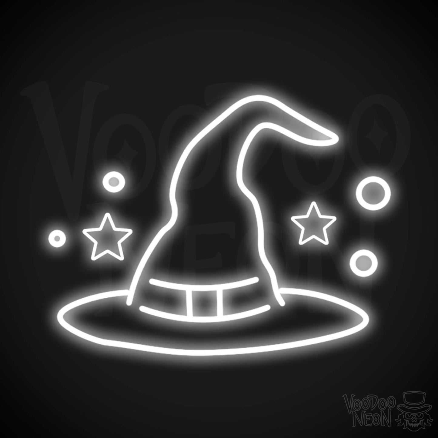 Witches Hat Neon Sign - Neon Witches Hat Wall Art - LED Sign - Color White