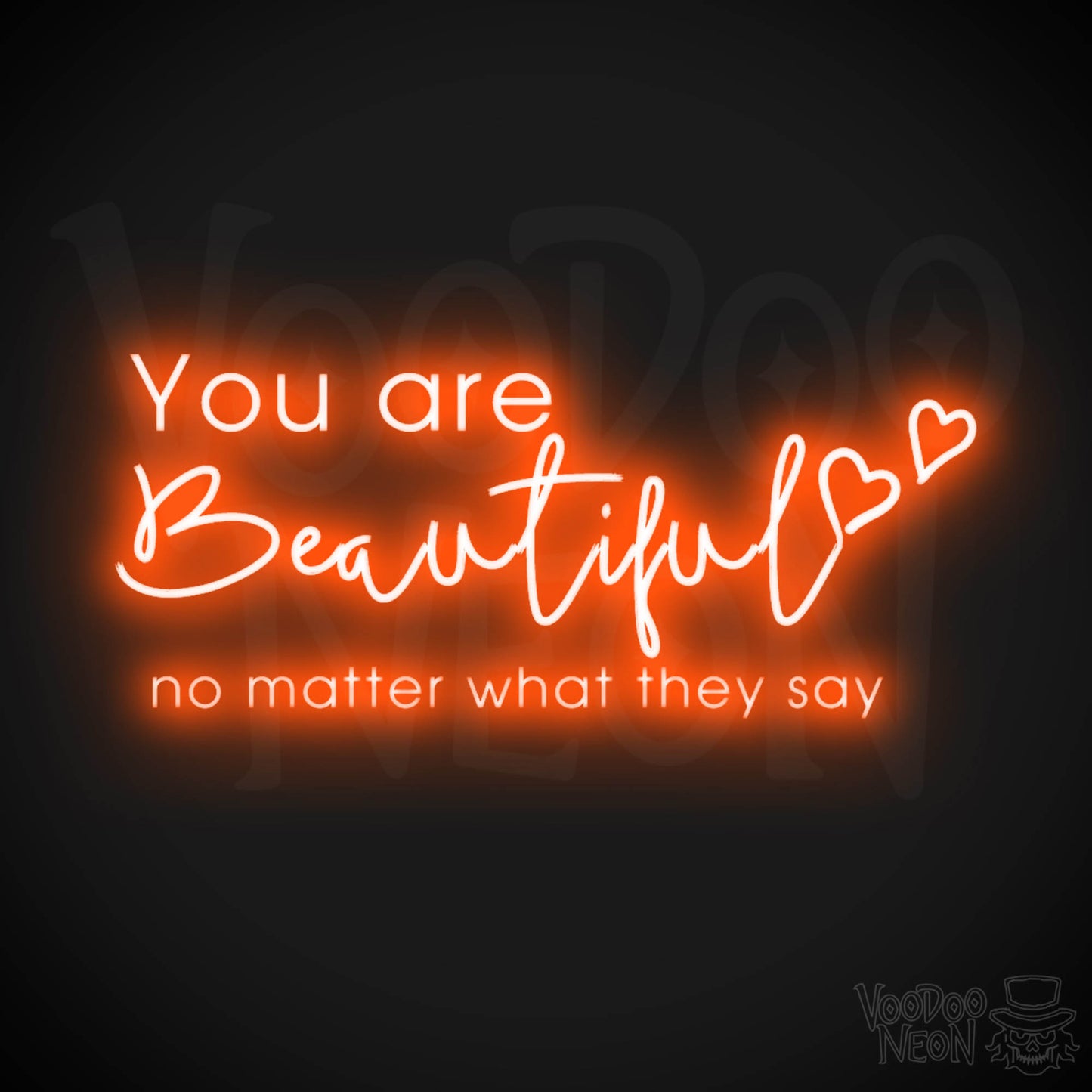 You Are Beautiful Neon Sign - Neon You Are Beautiful Sign - LED Wall Art - Color Orange