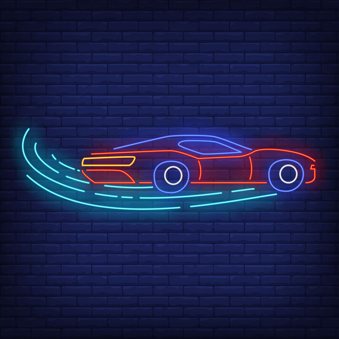 Sport car neon sign for use in garage decor