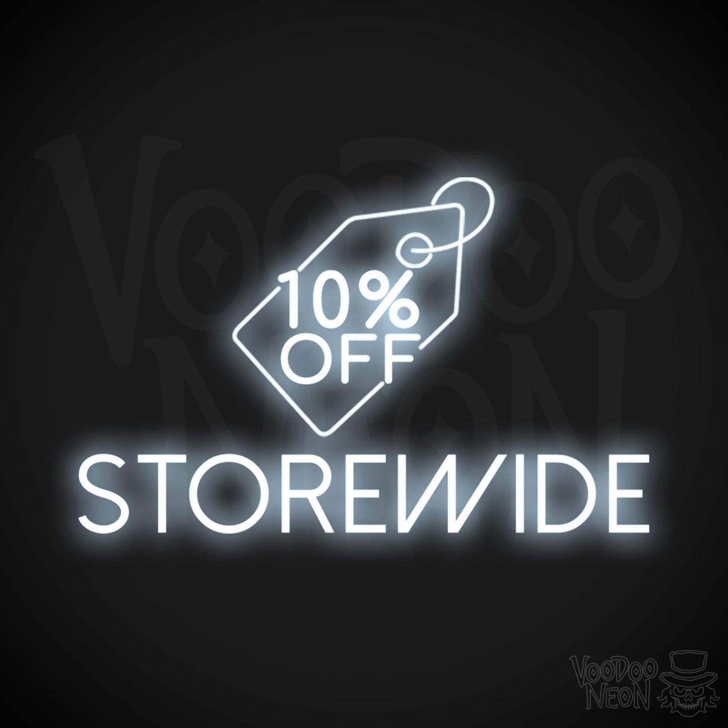 10% Off Storewide Neon Sign - 10% Off Storewide Sign - Neon Shop Signs - Color Cool White