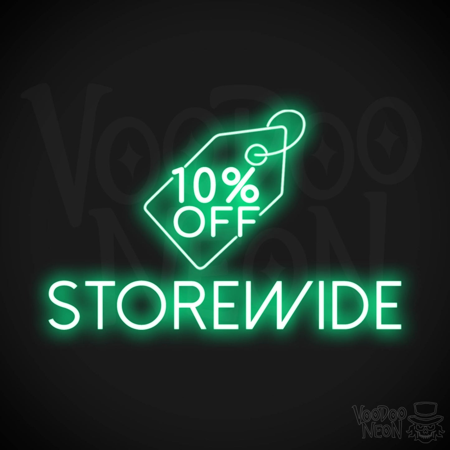 10% Off Storewide Neon Sign - 10% Off Storewide Sign - Neon Shop Signs - Color Green