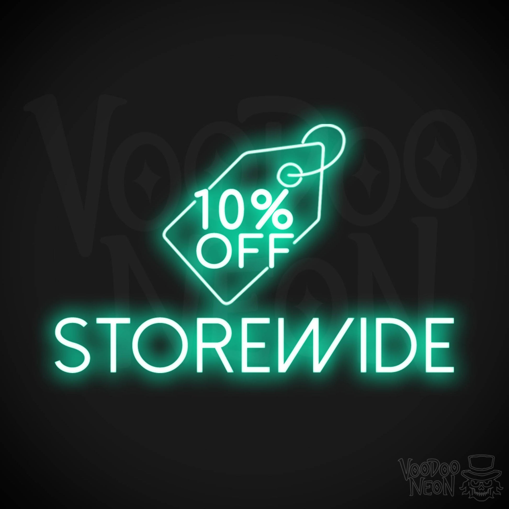 10% Off Storewide Neon Sign - 10% Off Storewide Sign - Neon Shop Signs - Color Light Green