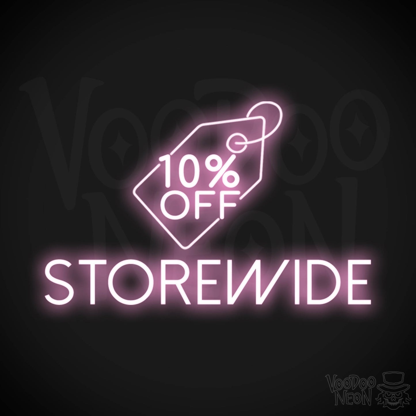 10% Off Storewide Neon Sign - 10% Off Storewide Sign - Neon Shop Signs - Color Light Pink