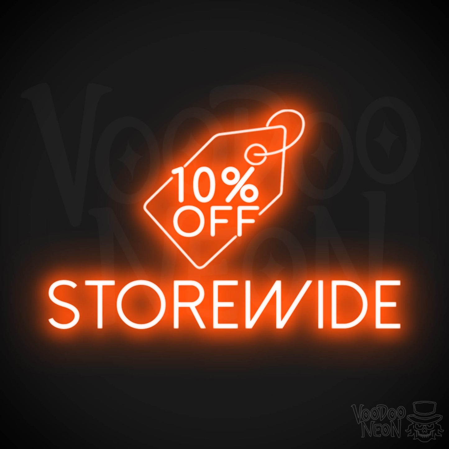 10% Off Storewide Neon Sign - 10% Off Storewide Sign - Neon Shop Signs - Color Orange