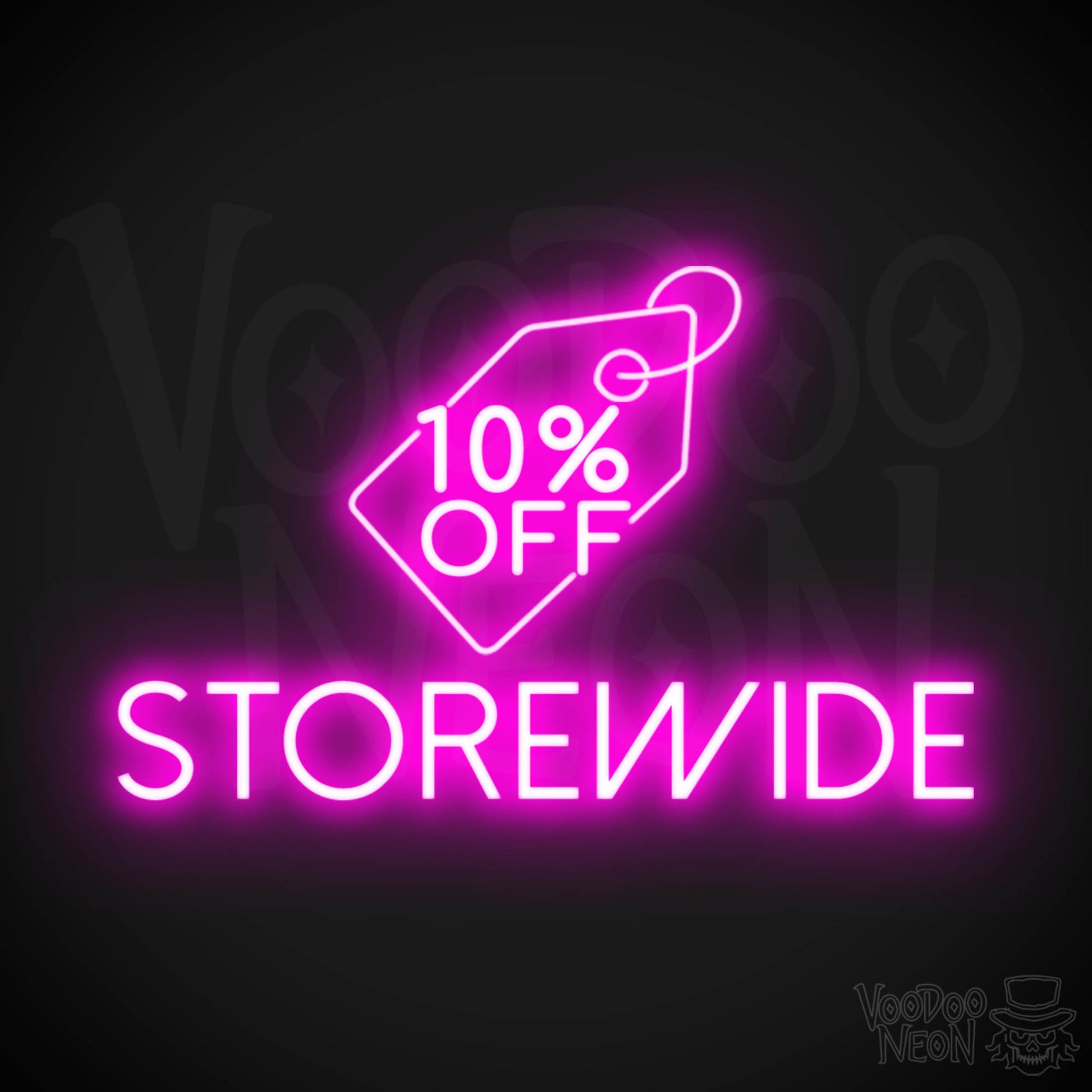 10% Off Storewide Neon Sign - 10% Off Storewide Sign - Neon Shop Signs - Color Pink