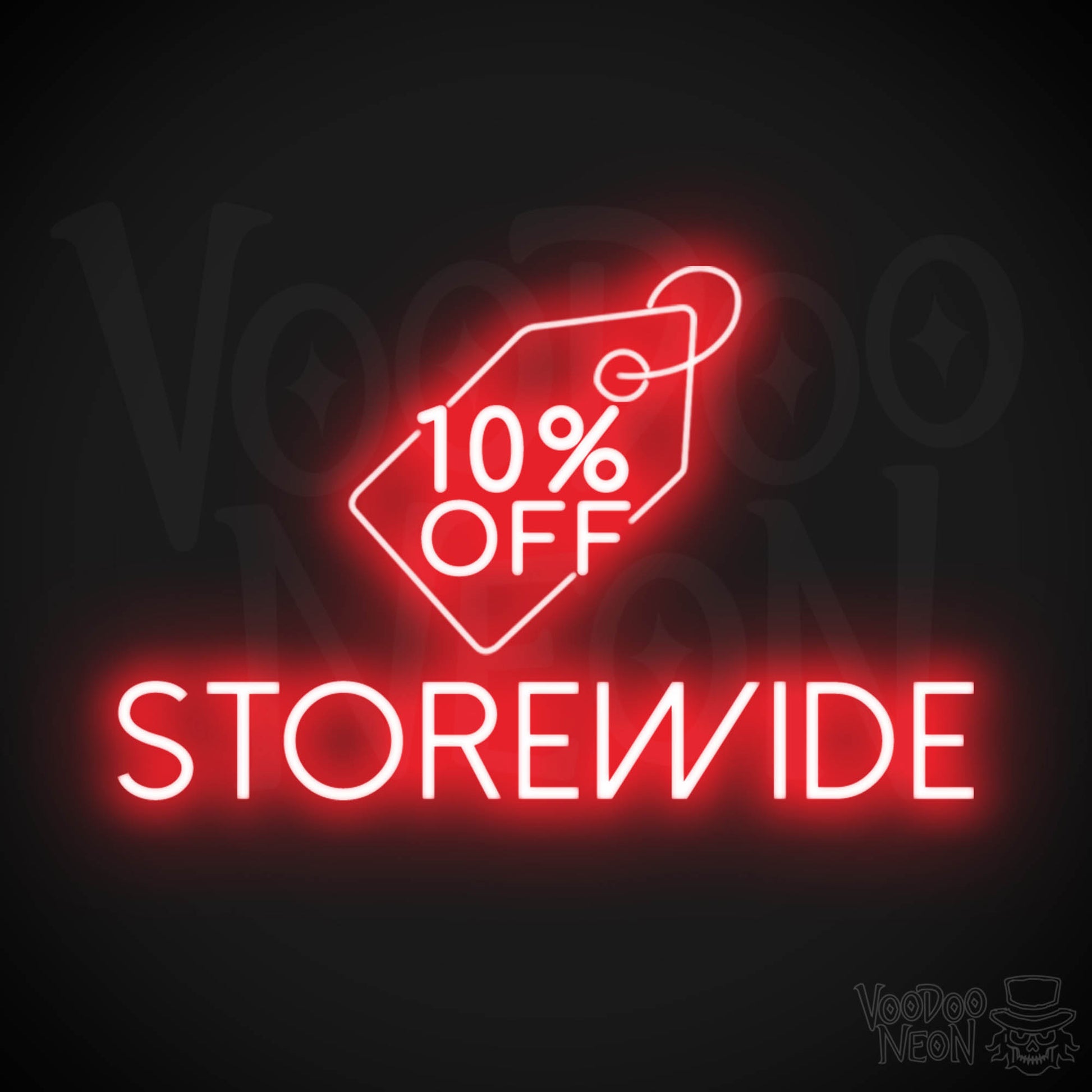 10% Off Storewide Neon Sign - 10% Off Storewide Sign - Neon Shop Signs - Color Red
