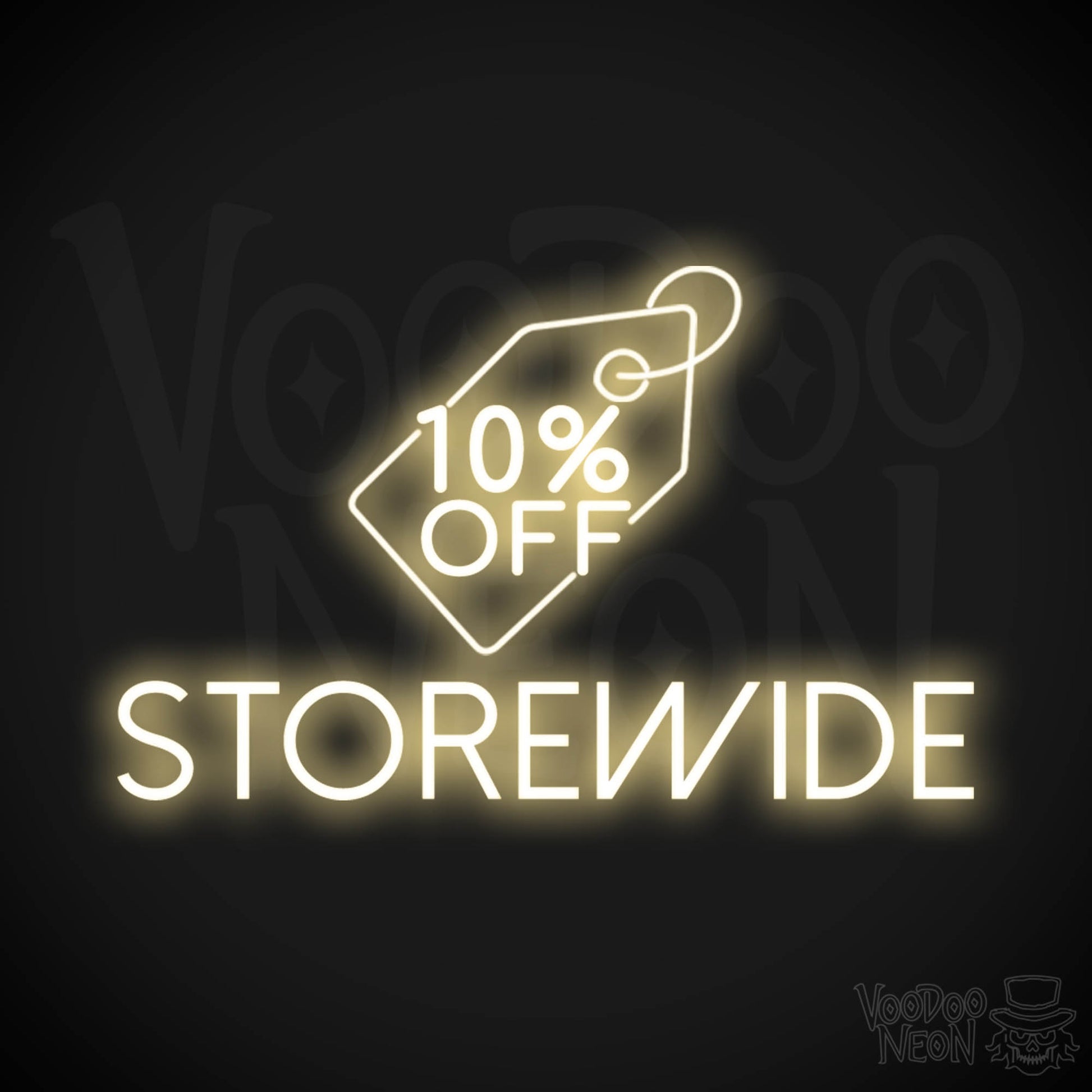 10% Off Storewide Neon Sign - 10% Off Storewide Sign - Neon Shop Signs - Color Warm White