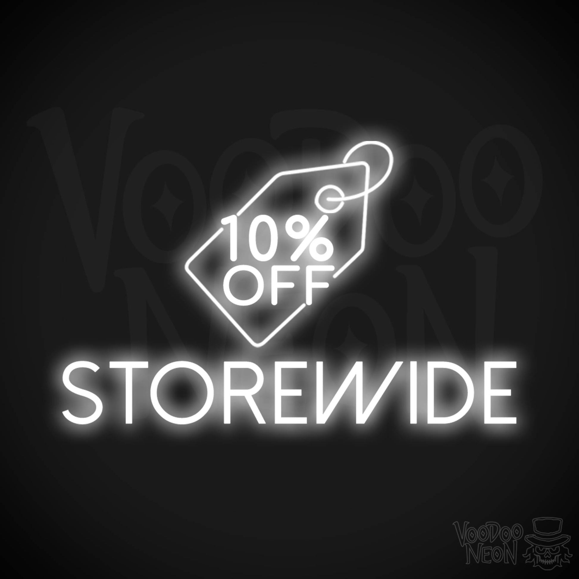 10% Off Storewide Neon Sign - 10% Off Storewide Sign - Neon Shop Signs - Color White