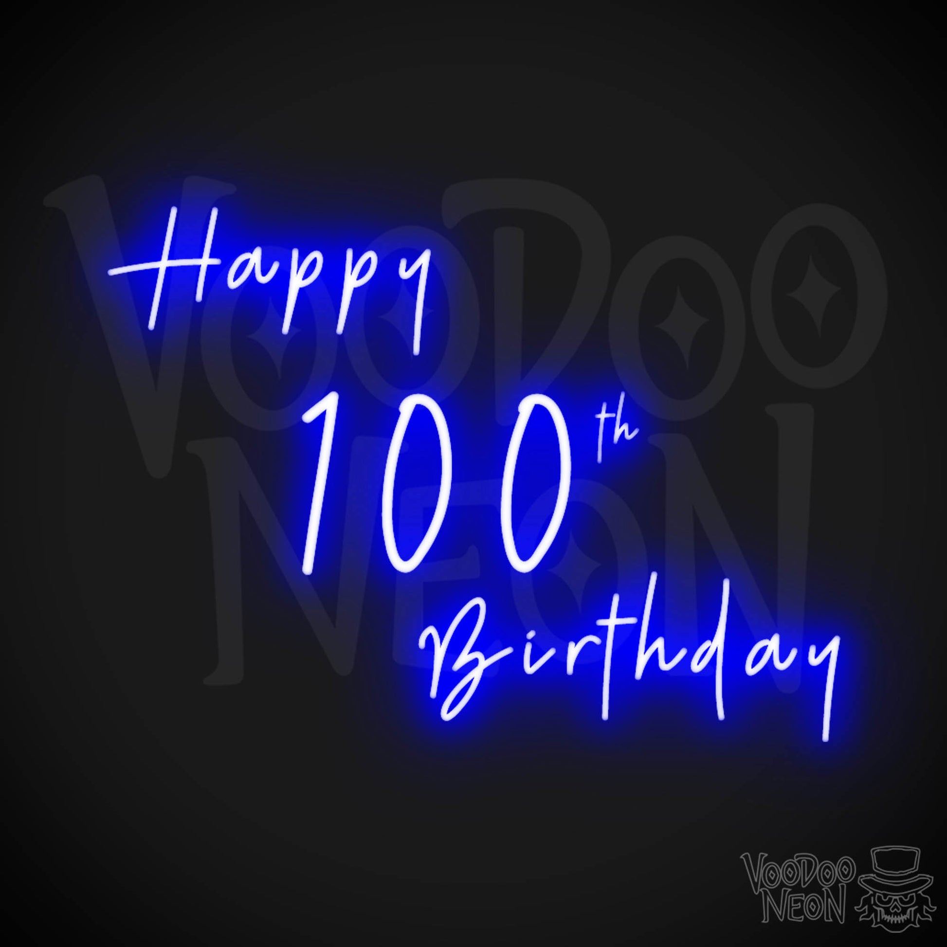 100th Birthday Neon Sign - Neon 100th Birthday Sign - Color Dark Blue