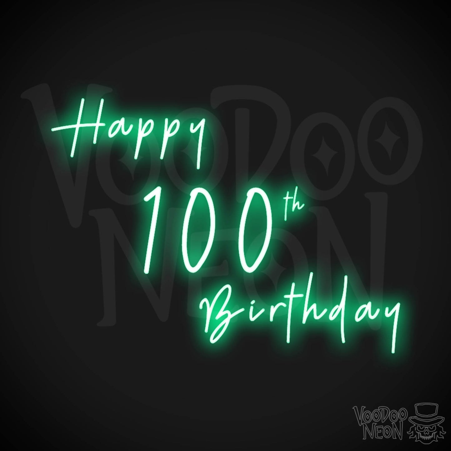 100th Birthday Neon Sign - Neon 100th Birthday Sign - Color Green